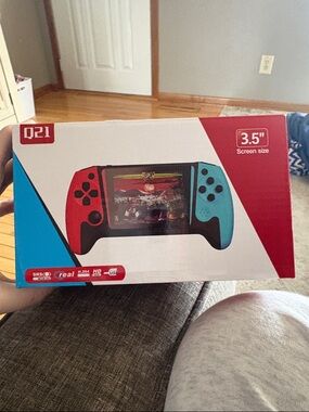 Q2 Handheld Game Console in Red and Cyan